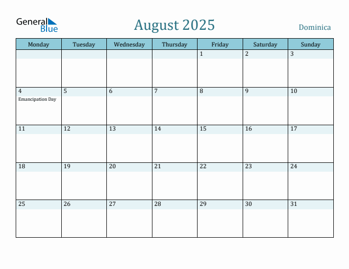 August 2025 Calendar with Holidays