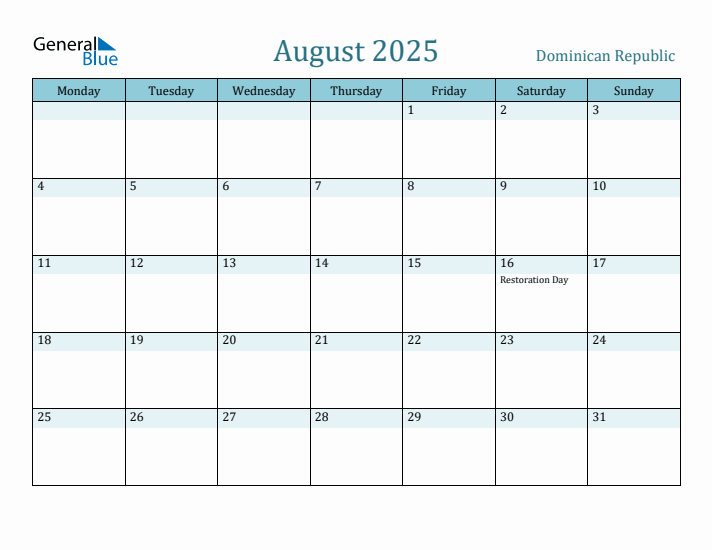 August 2025 Calendar with Holidays