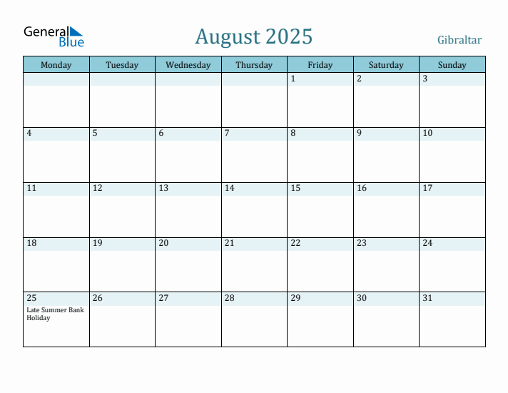 August 2025 Calendar with Holidays