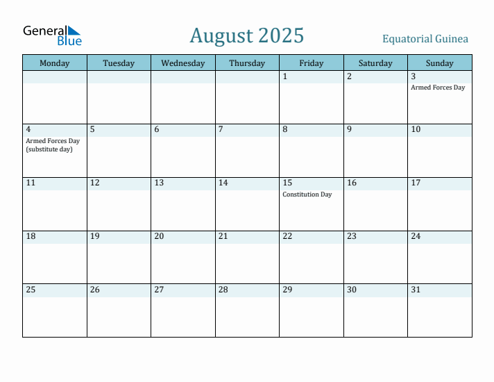 August 2025 Calendar with Holidays