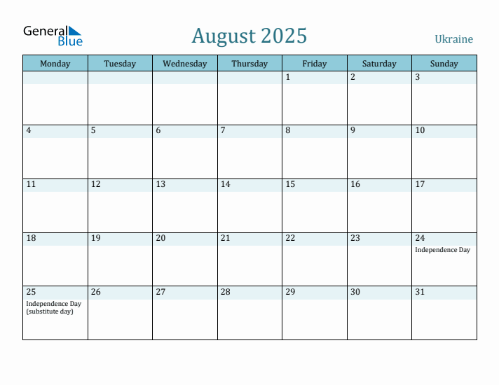 August 2025 Calendar with Holidays