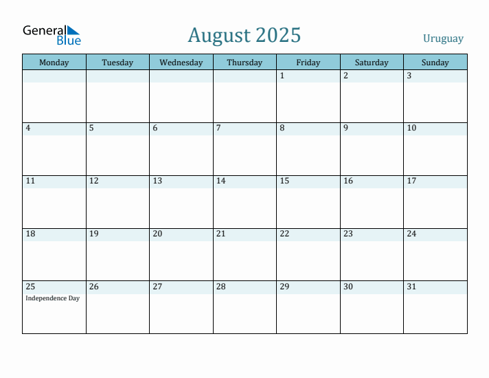 August 2025 Calendar with Holidays