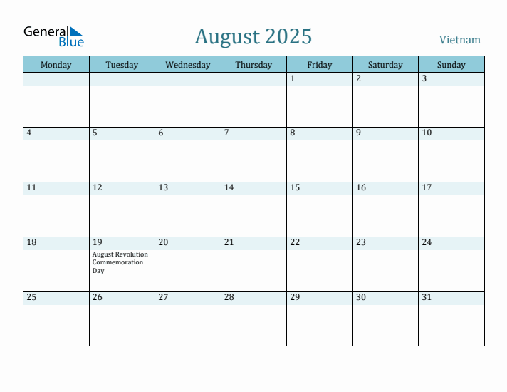 August 2025 Calendar with Holidays