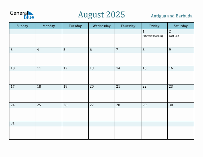 August 2025 Calendar with Holidays