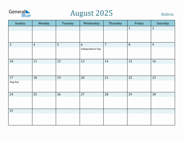 August 2025 Calendar with Holidays