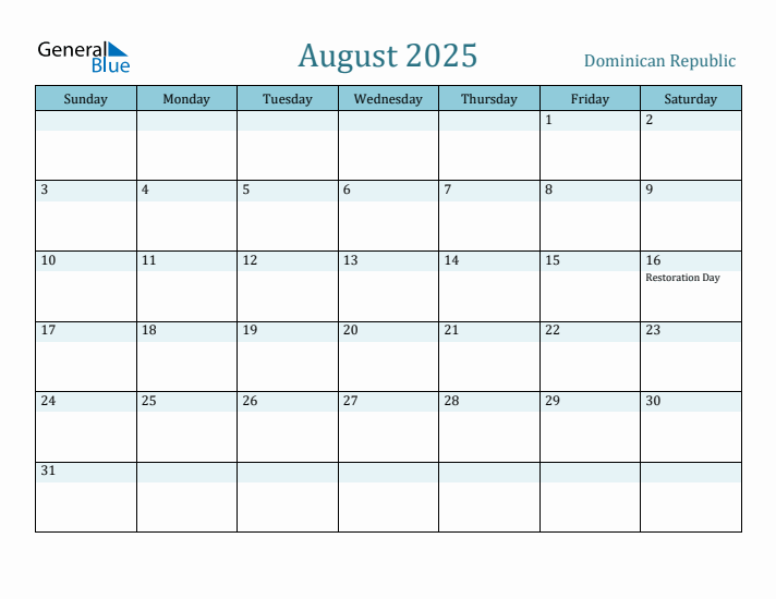 August 2025 Calendar with Holidays