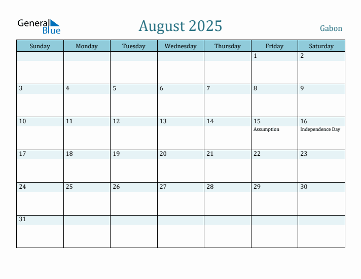 August 2025 Calendar with Holidays