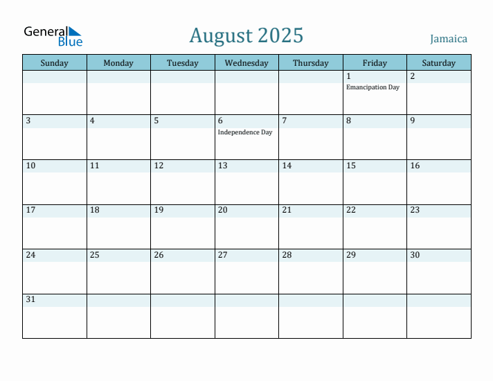 August 2025 Calendar with Holidays