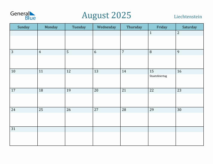 August 2025 Calendar with Holidays