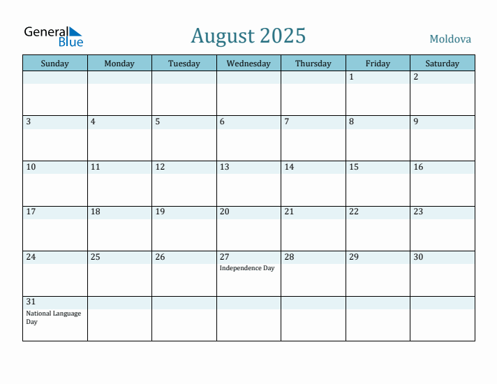 August 2025 Calendar with Holidays