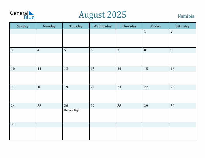 August 2025 Calendar with Holidays