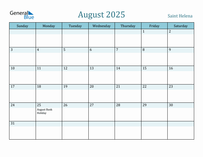 August 2025 Calendar with Holidays