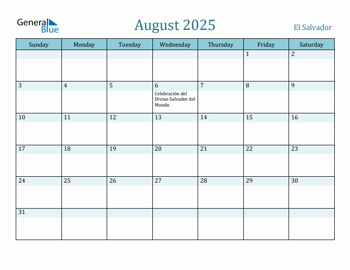 August 2025 Calendar with Holidays