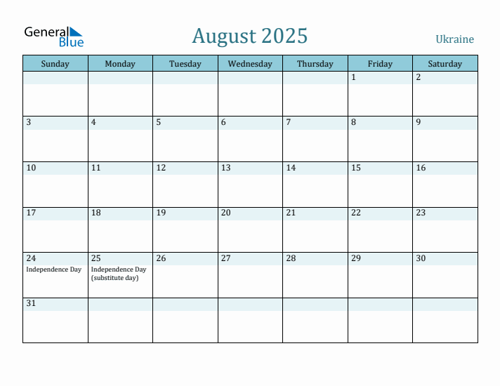 August 2025 Calendar with Holidays