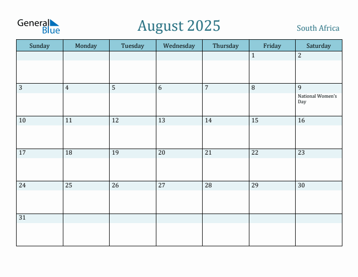 August 2025 Calendar with Holidays