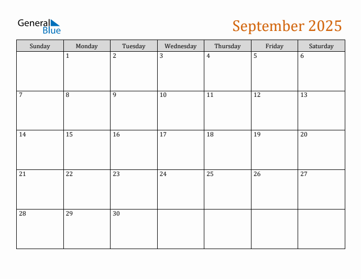 Editable September 2025 Calendar