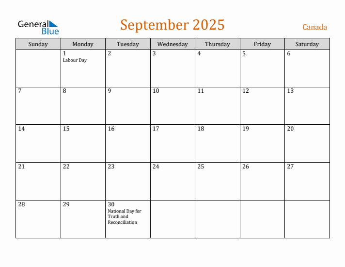 September 2025 Holiday Calendar with Sunday Start