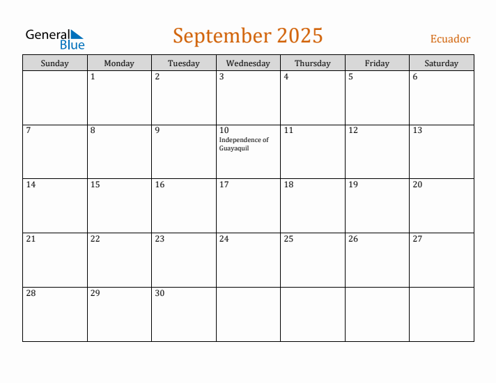 September 2025 Holiday Calendar with Sunday Start