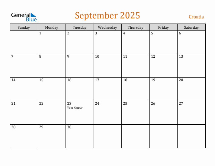 September 2025 Holiday Calendar with Sunday Start