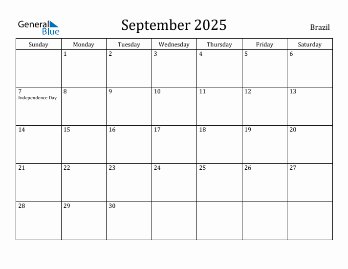 September 2025 Calendar Brazil