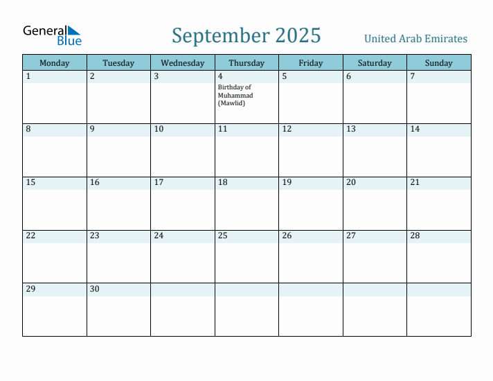 September 2025 Calendar with Holidays