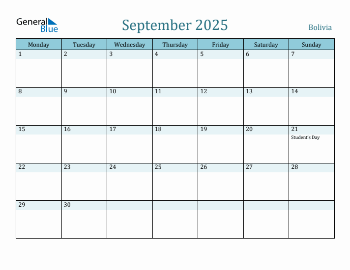 September 2025 Calendar with Holidays