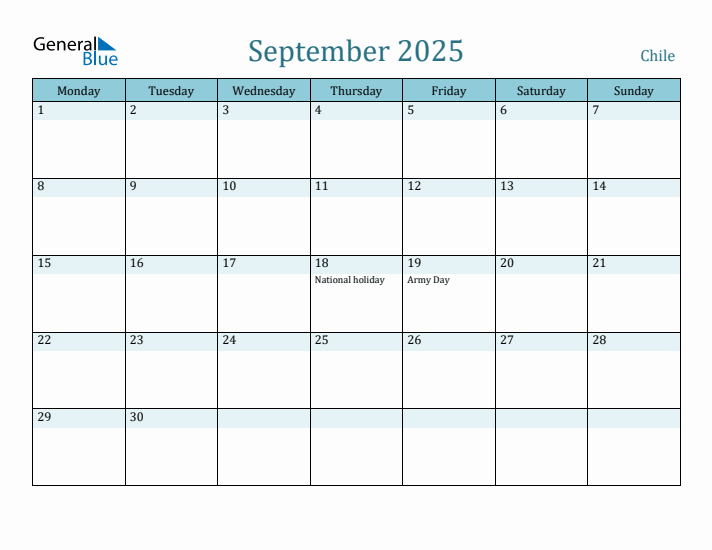 September 2025 Calendar with Holidays