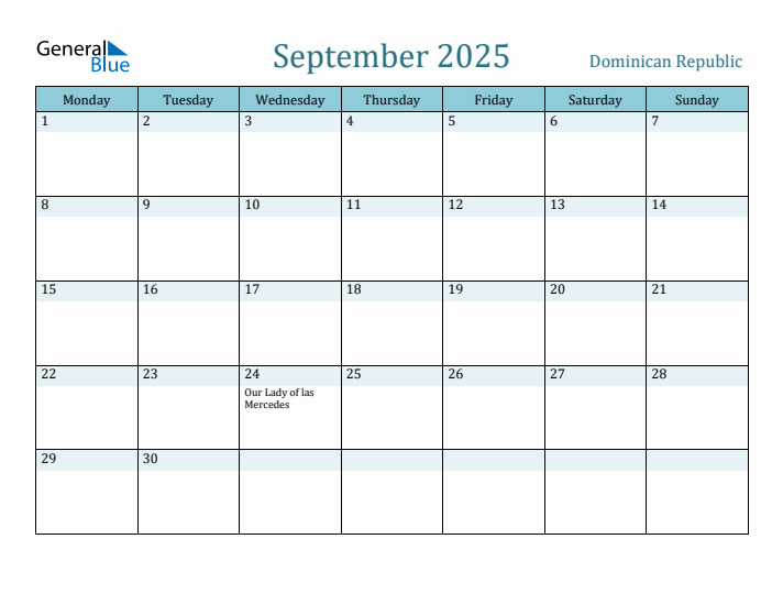 September 2025 Calendar with Holidays