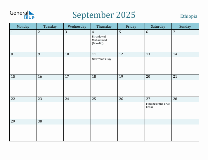 September 2025 Calendar with Holidays