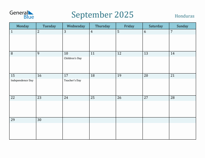 September 2025 Calendar with Holidays