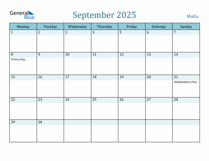 September 2025 Calendar with Holidays