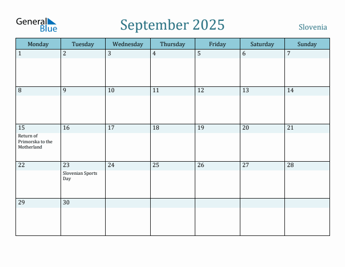 September 2025 Calendar with Holidays