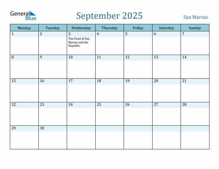 September 2025 Calendar with Holidays