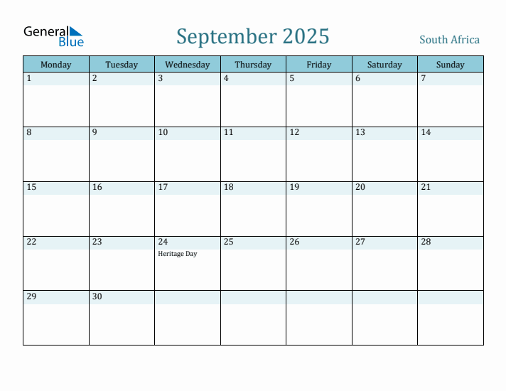 September 2025 Calendar with Holidays