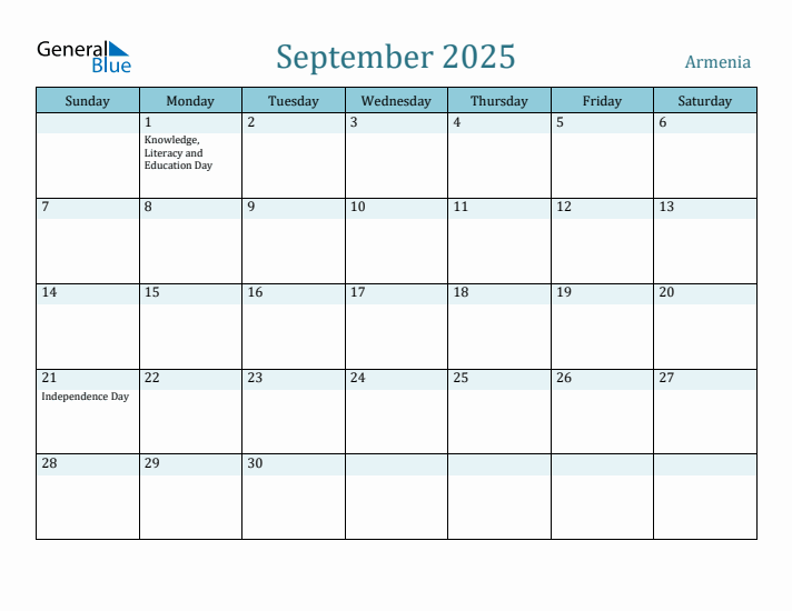 September 2025 Calendar with Holidays