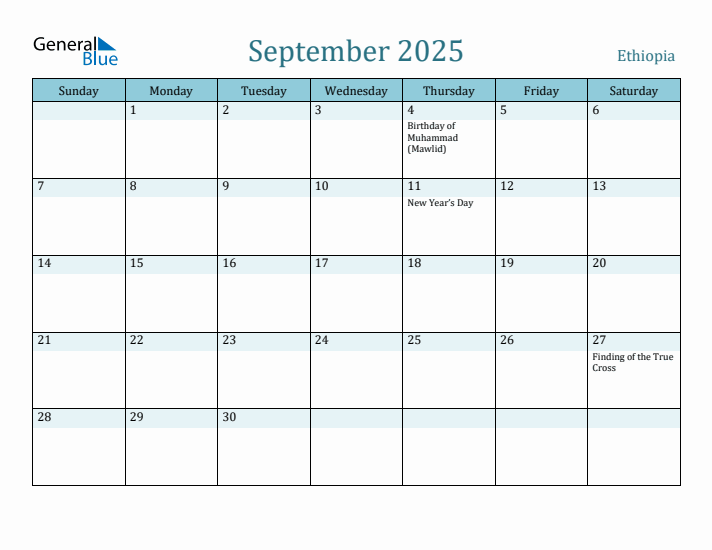 September 2025 Calendar with Holidays