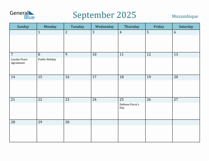 September 2025 Calendar with Holidays