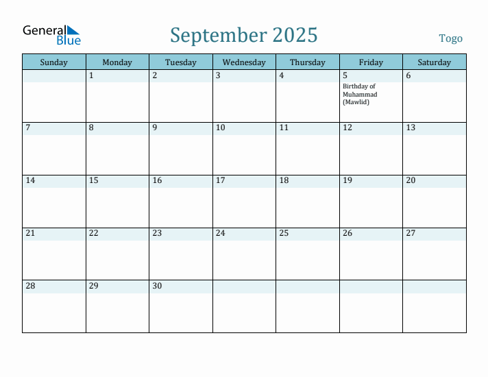 September 2025 Calendar with Holidays