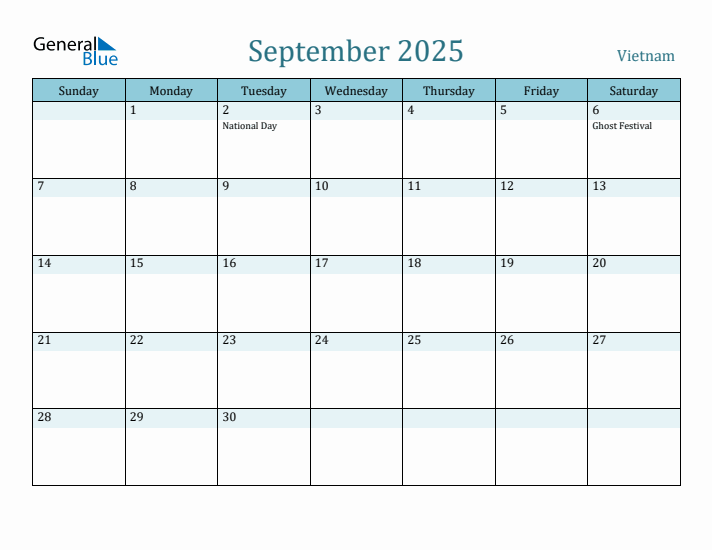 September 2025 Calendar with Holidays