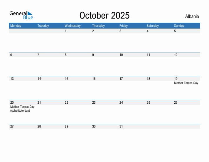 Fillable October 2025 Calendar