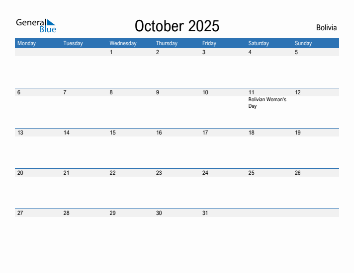 Fillable October 2025 Calendar