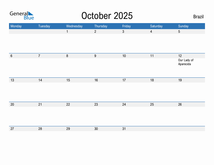 Fillable October 2025 Calendar