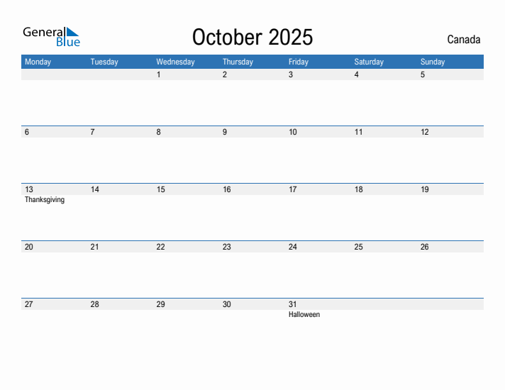 Fillable October 2025 Calendar