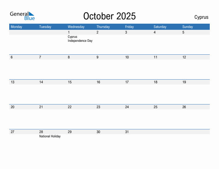 Fillable October 2025 Calendar