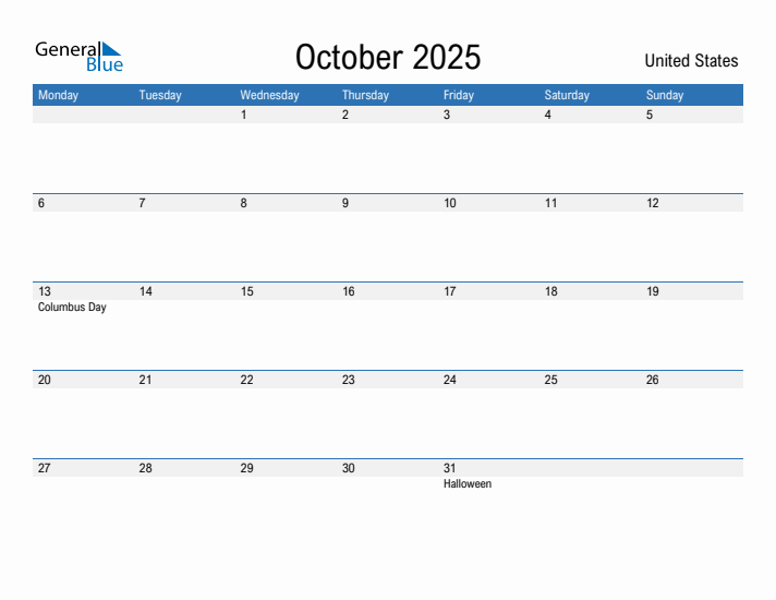 Fillable October 2025 Calendar