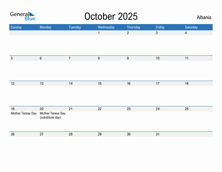 Fillable October 2025 Calendar