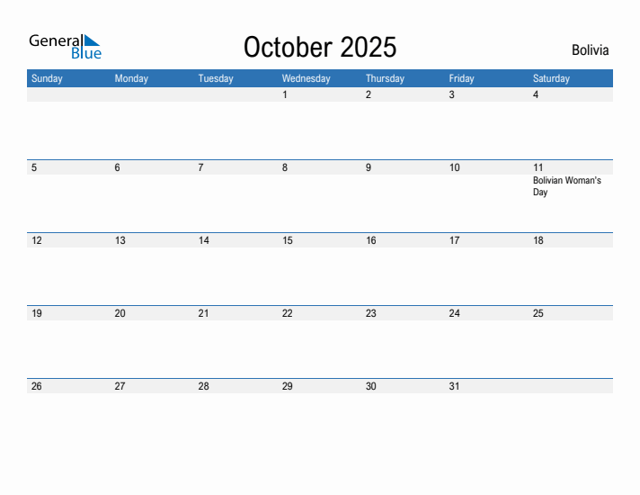 Fillable October 2025 Calendar