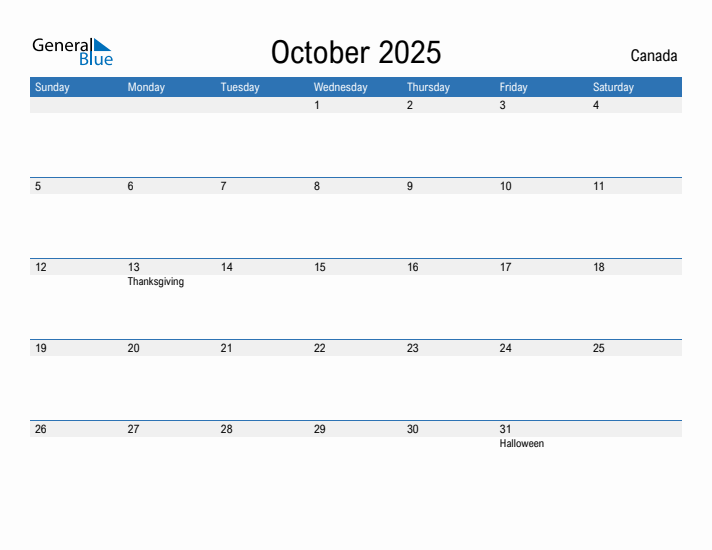 Fillable October 2025 Calendar