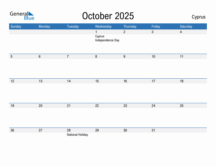 Fillable October 2025 Calendar