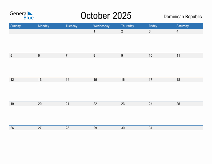 Fillable October 2025 Calendar